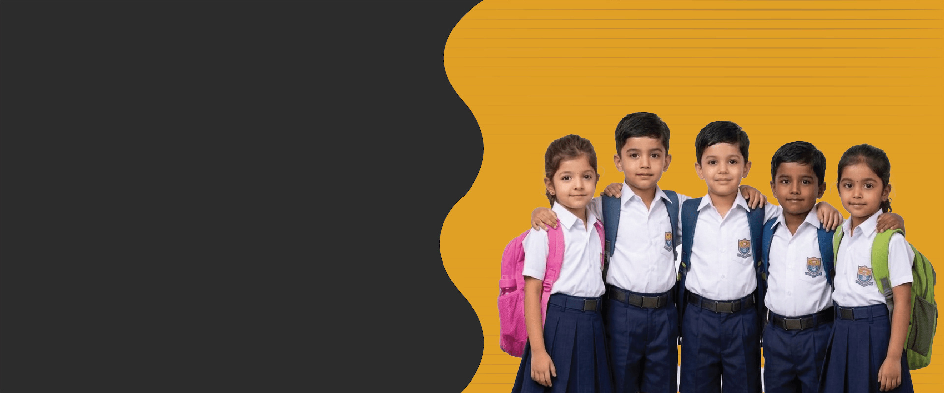 Group of happy students smiling together at school
