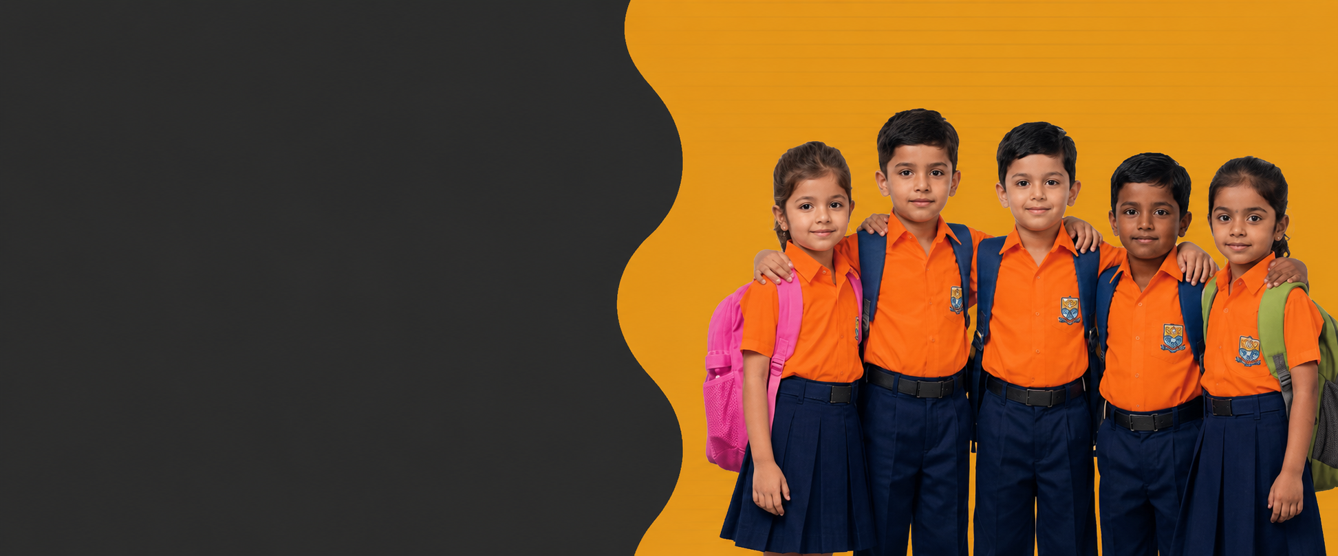 Group of happy students smiling together at school